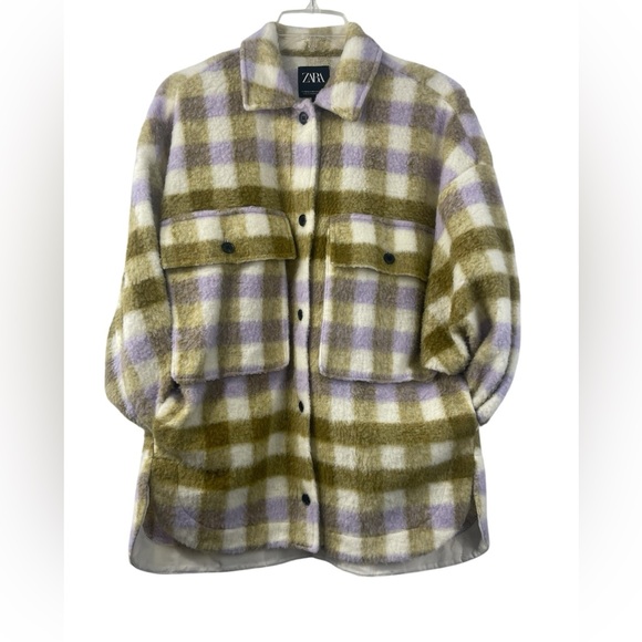 Zara oversized Shacket, size XS plaid wool blend. GUC - Picture 7 of 9